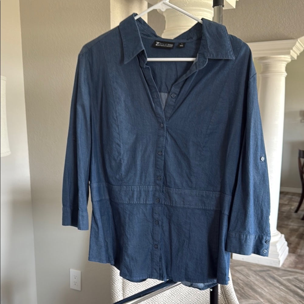 New York & Company Denim Button Down Shirt